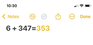iPhone Notes Maths Suggestions